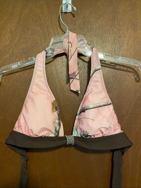 Realtree Pink and Brown Halter Bikini Top